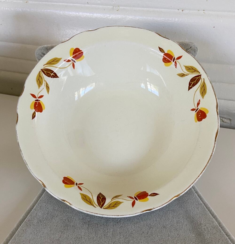 VINTAGE 1930s Hall China Mary Dunbar Autumn Leaf Pattern Dessert Fruit Bowl Dish